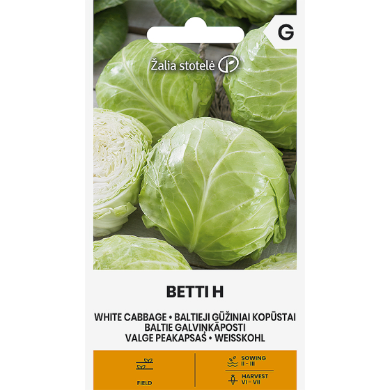 Baltie galviņkāposti BETTI H, kāpostu sēklas, kāposti, kāpostgalvas