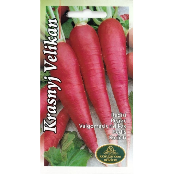 Redīsi Krasnyj Velikan, redīsi, redīsu sēklas, redīsu šķirnes, dārzeņu sēklas, sēklas