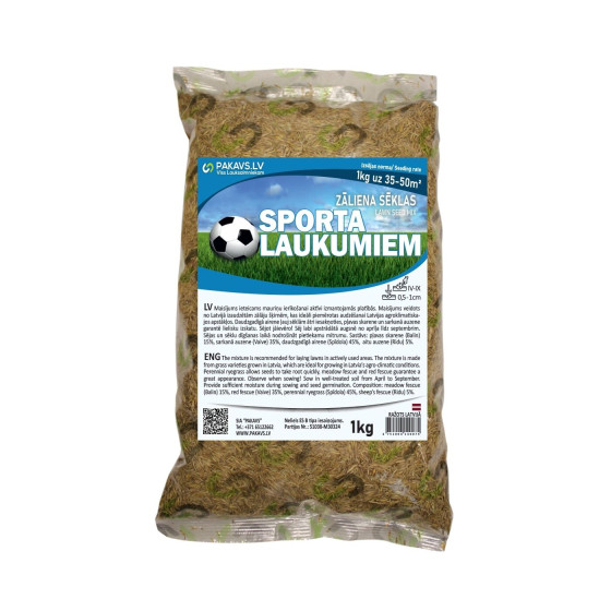 Zāliena sēklas SPORT 1kg, Zāliena sēklas sporta laukumiem 1kg
