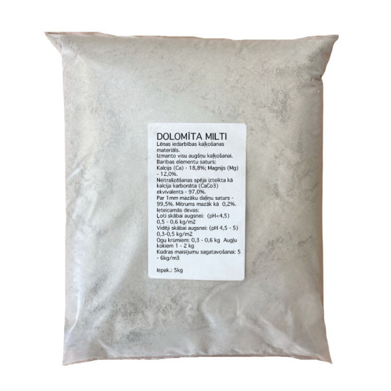 Dolomīta milti 5kg, Augsnes kaļķojamais materiāls 5kg