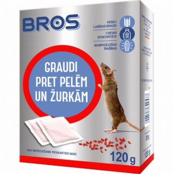 BROS Granulas pret pelēm un žurkām 140g, Peļu inde