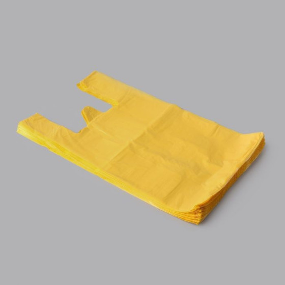 Maisi ar rokturiem, HDPE, 340+170x640mm, 24µm, dzelteni, iepakojumā 100gb