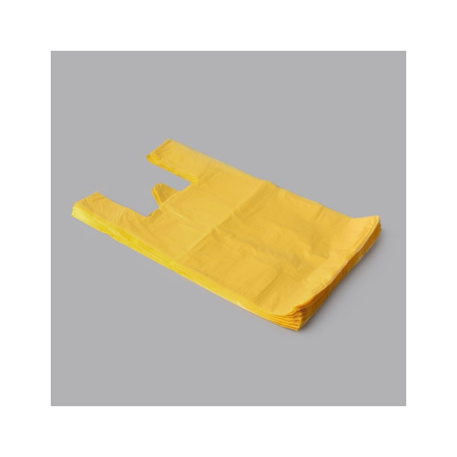 Maisi ar rokturiem, HDPE, 340+170x640mm, 24µm, dzelteni, iepakojumā 100gb