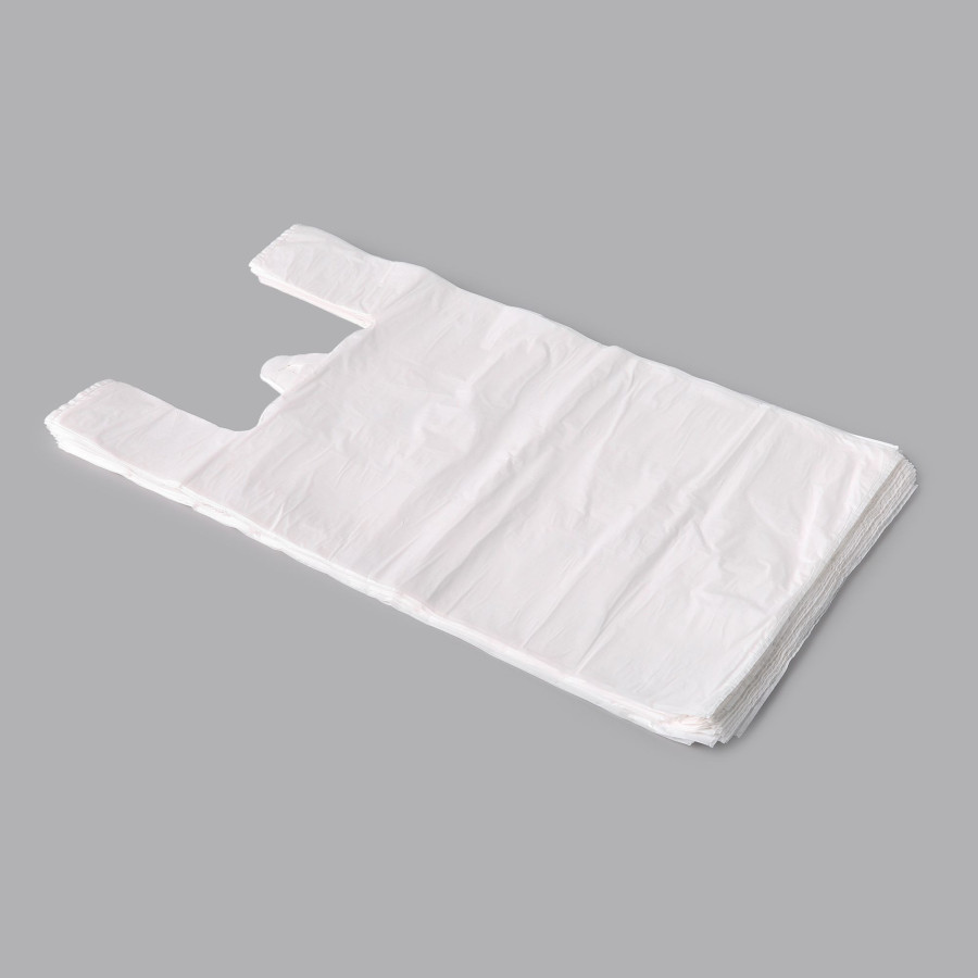 Maisi ar rokturiem, HDPE, 380+180x700mm, 20µm, balti, iepakojumā 100gb