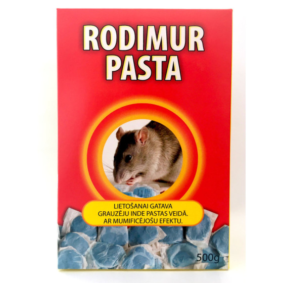 RODIMUR pasta- inde žurkām, pelēm 500g, RODIMUR, Peļu inde, Žurku inde