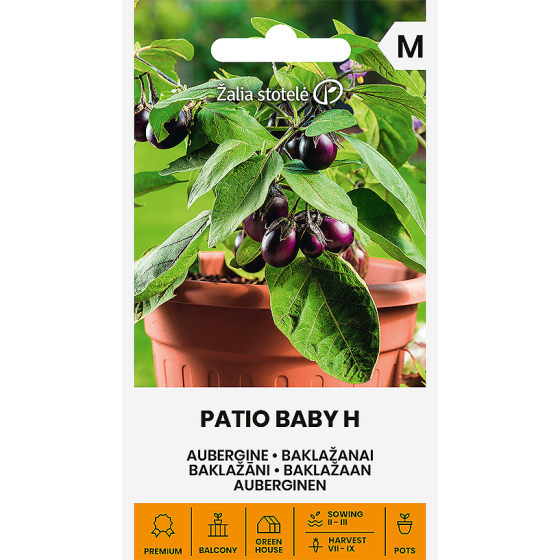 BaklažāniPATIO BABY H, Baklažānu sēklas, Baklažāni