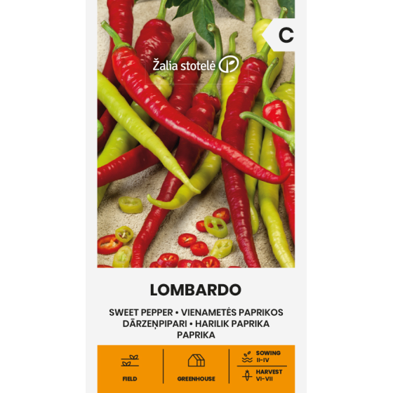 Paprika Lombardo , Pipari Lombardo, Piparu sēklas Lombardo