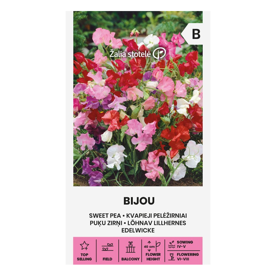 Puķuzirnīši smaržīgie (zemais Mix) Bijou, Puķuzirņu sēklas